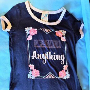 Lily Bleu, Girls Can Do Anything, T Shirt Size Small, Blue